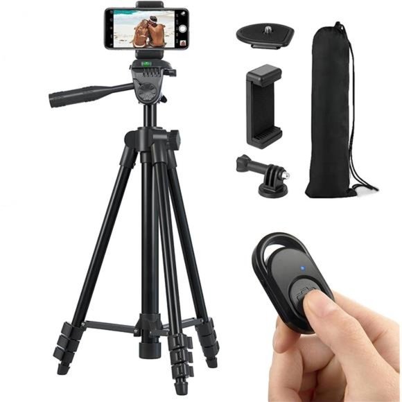 Camera Mount Phone Tripod Stand: 51-Inch 130cm Lightweight Travel Tripod